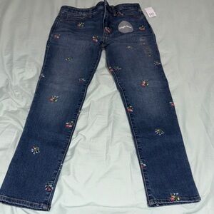 GAP Dark Blue Kids Jeans with Floral Embroidery